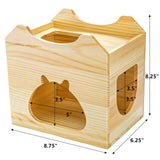 Yesland Wood Chinchilla House, Natural Small Animal Hideout Hut for Chinchilla, Squirrel, Sugar Gliders in Cage -Ventilated Wooden Hamster Habitat with Multiple Doors - 8.5 X 6 X 8 Inches