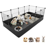 Tresbro Guinea Pig Cage with Waterproof PVC Bottom Liner & One-Hand Release Hook, Triple Fixing C&C Cage for Guinea Pigs, Bunny, Rabbit, Hedgehog, Small Animal Indoor Playpen 48''L x 24''W x 16''H