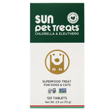 Sun Chlorella Sun Pet Treats Green Superfood Cat & Dog Supplement - Chlorophyll Eleuthero & Lecithin, Minerals, Antioxidants & Vitamins for Dogs & Cats - Immune Defense, Skin & Gut Health - 120 Bites