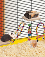 DBNESS 5in1 Bird Parakeet Toys, Detachable Birdie Perches Platform Swing with Climbing Ladder, Parrot Cage Stand Accessories, Wooden Playing Gyms for Conure Cockatiel Lovebird Finch Budgerigar Pigeon