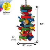 Featherland Paradise Bird Toy for Medium to Large Birds - Knots N Blocks - Parrot Toys for Parakeets, Sun Conures, Caiques, Medium Birds