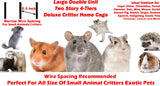 Large Two Full Story Deluxe Double Unit 4-Tiers Tight 1/2-Inch Bar Spacing Durable Front Doors Water Bottle Food Bowl for Feisty Ferret Squirrel Hammock Rat Gerbil Small Animal Critter Rolling Cage