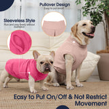 IECOii 2 Pack 3XL Dog Sweater - Fleece Pullover Vest for Large Breeds, Warm Stretchy Fall Winter Coat with Leash Hole, Labrador Retriever, ‌American Bulldog(Size XXXL, Rose Red & Dusty Pink)