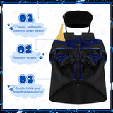 Huhumy 3 Pcs Dog Cat Graduation Doctoral Costume Set, 2026 Pet Graduation Cap and Deluxe Doctoral Gown with Hood Side Tam Puppy Kitty Dogs Cats Grad Holiday Party Costume Accessory(Black Blue,M)