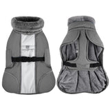 Queenmore Dog Winter Jacket, Fleece Dogs Vest for Winter, Dog Cold Weather Coats, Puppy Coats for Medium Breeds Waterproof, Pet Snowsuit with Leash Hole, Grey, M