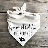 Dog Bandanas Promoted to Big Brother Pregnancy Announcement Baby Reveal Oatmeal Beige Minimal (Small)