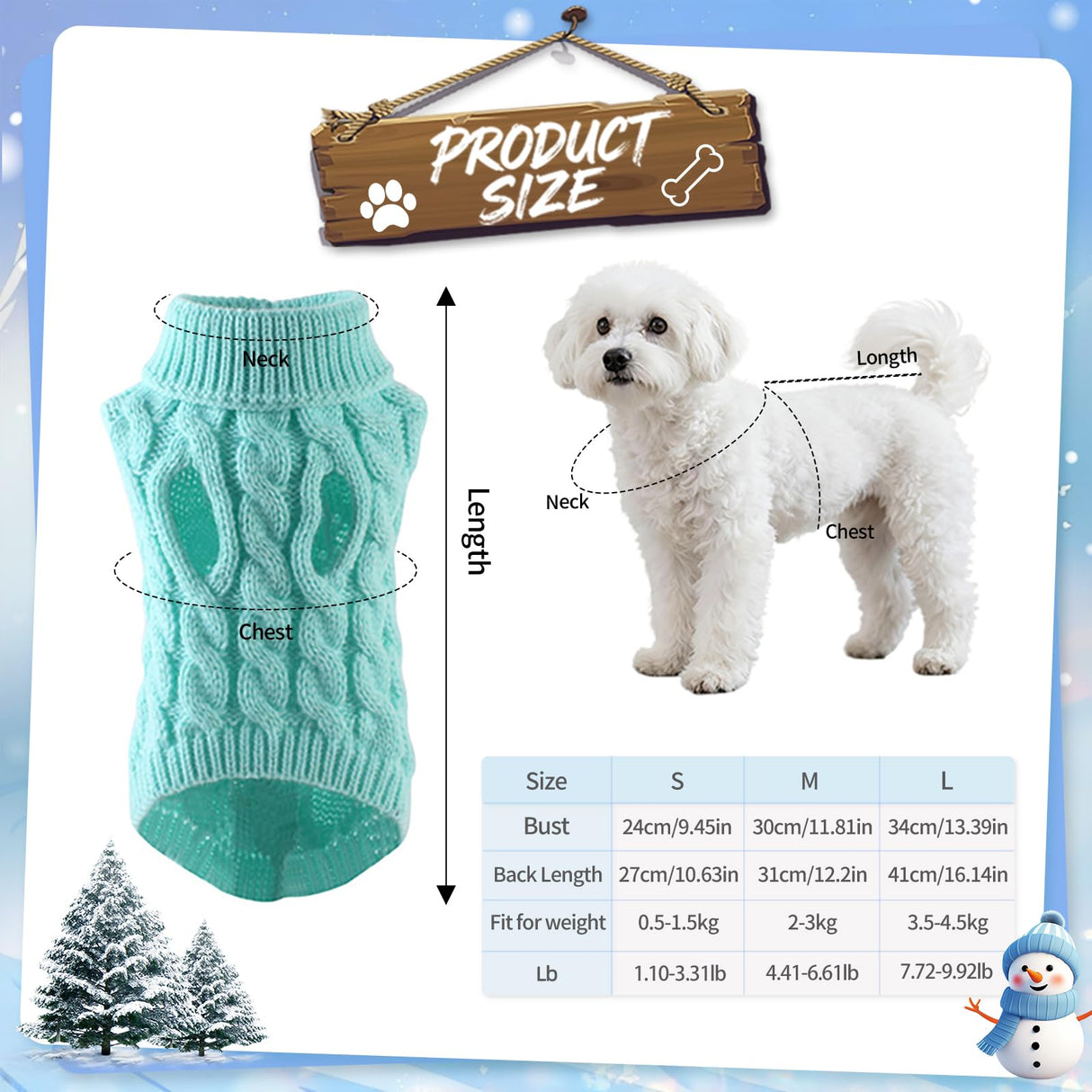 Adboros 6 Pack Warm Small Dog Sweater Puppy Small Medium Warm Cloth in Winter Cable Knitwear Pet Cat Turtleneck Knitted Sweaters Cold Weather for Boy Girl Pet Chihuahua Doggie, Six Colors (L)