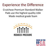 Crutcheze Walker Padded Hand Grip Covers Made in USA Moisture Wicking, Comfort, Fashion, Washable - Walker Handle Cushion - Mobility Aid Accessories (Gray)