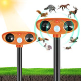2 Pack Ultrasonic Animal Repellent Outdoor Solar Animal Deterrent with Motion Detection Deer Repellent Devices Waterproof for Cat Squirrel Deer Raccoon Skunk Rabbit Fox and More (2)