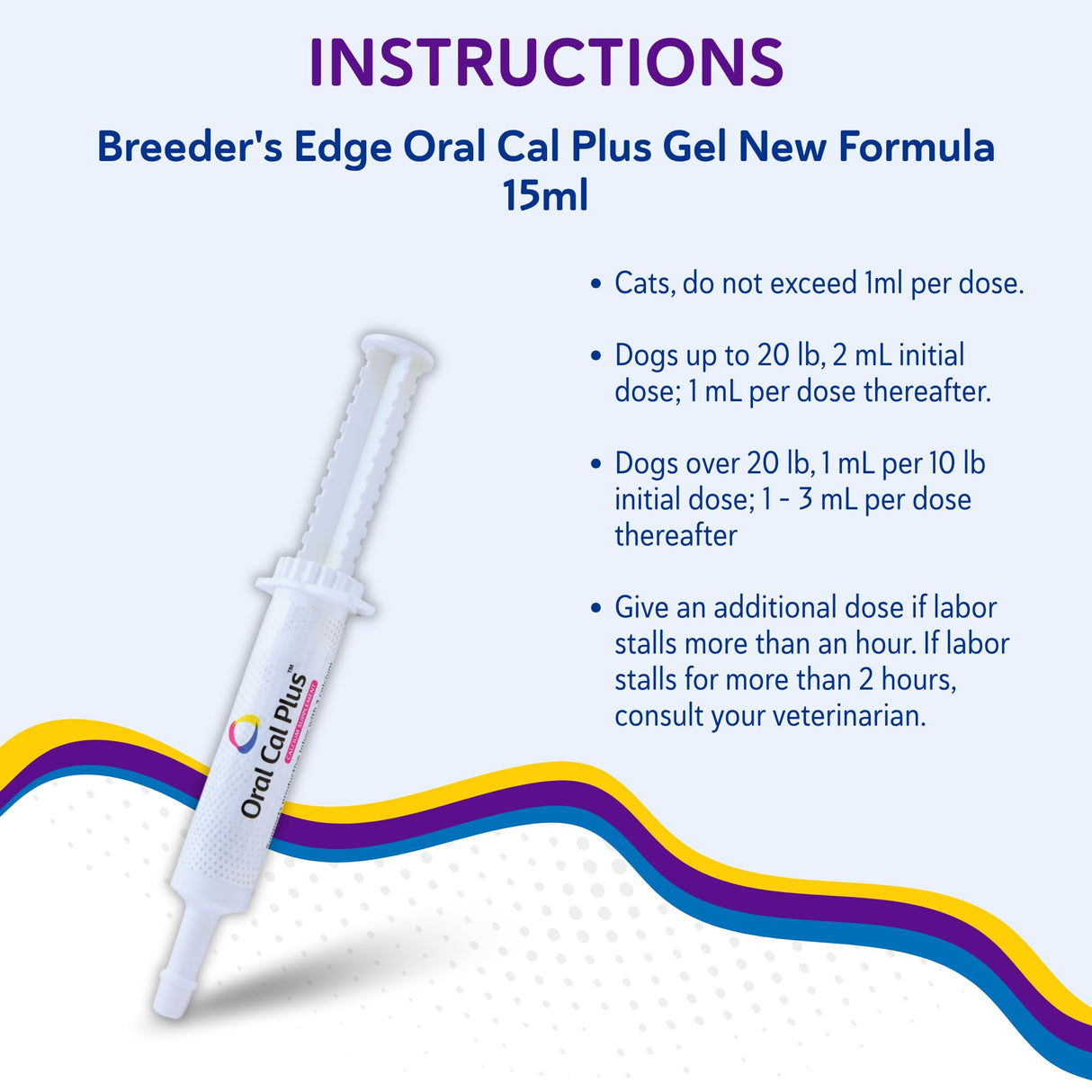 Breeder's Edge Oral Cal Plus Gel, Whelping and Queening Calcium Supplement Gel for Dogs and Cats Delivers 3 Calcium Sources in Labor to Support Strong and Normal Contractions, 30ml Paste