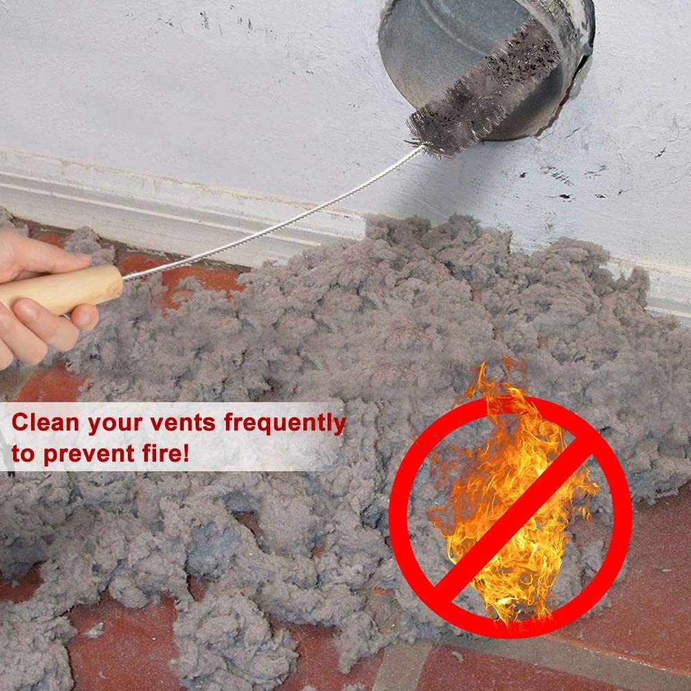 Sealegend 2 Pieces Dryer Vent Cleaner Kit and Flexible Dryer Lint Brush Vacuum Hose Attachment Power Lint Remover Refrigerator Coil Brush