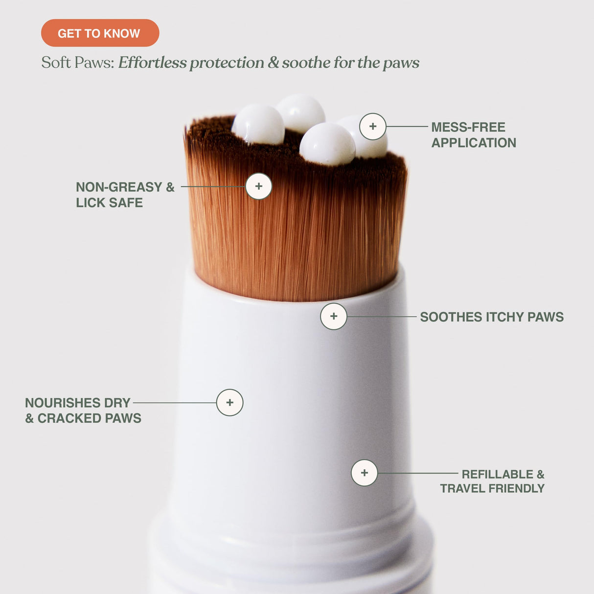 Dandylion Soft Paws Lotion with Brush | Dog Paw Balm & Paw Butter | Hydrating, Vet-Approved, Lick-Safe, Fragrance-Free | pH-Balanced for Itchy, Dry, Cracked Dog Paws | 0.6 fl oz