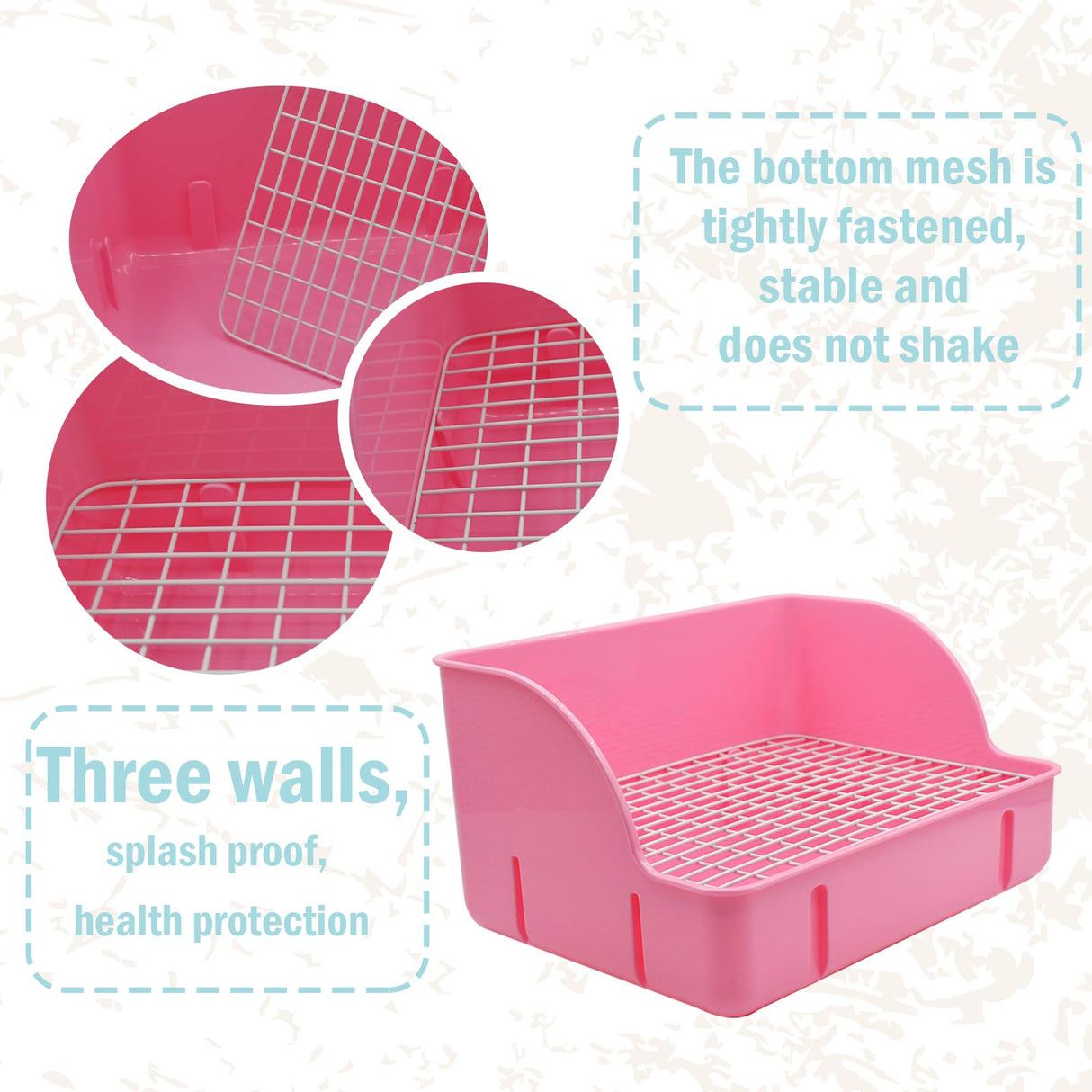 MUYG 12Pcs Rabbit Litter Box for Cage, Bunny Potty Trainer Corner Guinea Pig Plastic Square Grate Toilet Pet Bedding Litter Box for Small Animal Ferret Hamster Hedgehog (Pink)