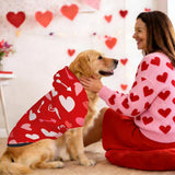 Valentine's Day Dog Costume Hoodie for Medium Large Dogs, Funny Heart Dog Outfit with Hood & Leash Hole, Warm SoftHoliday Valentine Sweatshirt Clothes for Dogs-M