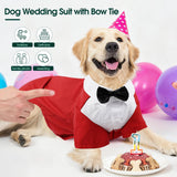 Kuoser Dog Tuxedo and Bandana Set, Dog Wedding Suit with Bow Tie, Formal Pet Tux Party Birthday Costume Shirt for Small Medium Large Dogs, Puppy Prince Attire Outfit for Halloween Valentines Christmas