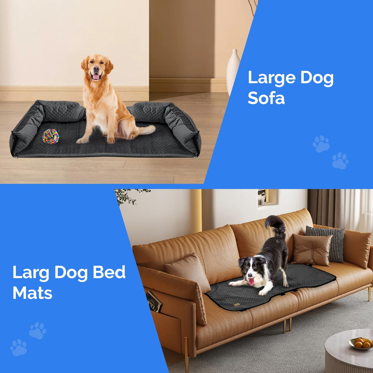 Kiusatig Large Dog Car Back Seat for 100lbs Dogs Pet Bed Car Seat Fully Detachable Washable Travel Safety with Storage Pocket Black