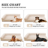 Jolifield Orthopedic Dog Bed Large Sized Dog 36''X24'', Waterproof L Bolster Egg Crate Foam Pet Crate Beds with Washable Removable Cover, Non-Slip Soft Pet Couch Sleep Mat, Ivory