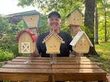 GAW Nature Wood Barn Style Carpenter Bee Traps for Outdoors, 4 Pack Best Wooden Bee Trap for Outside
