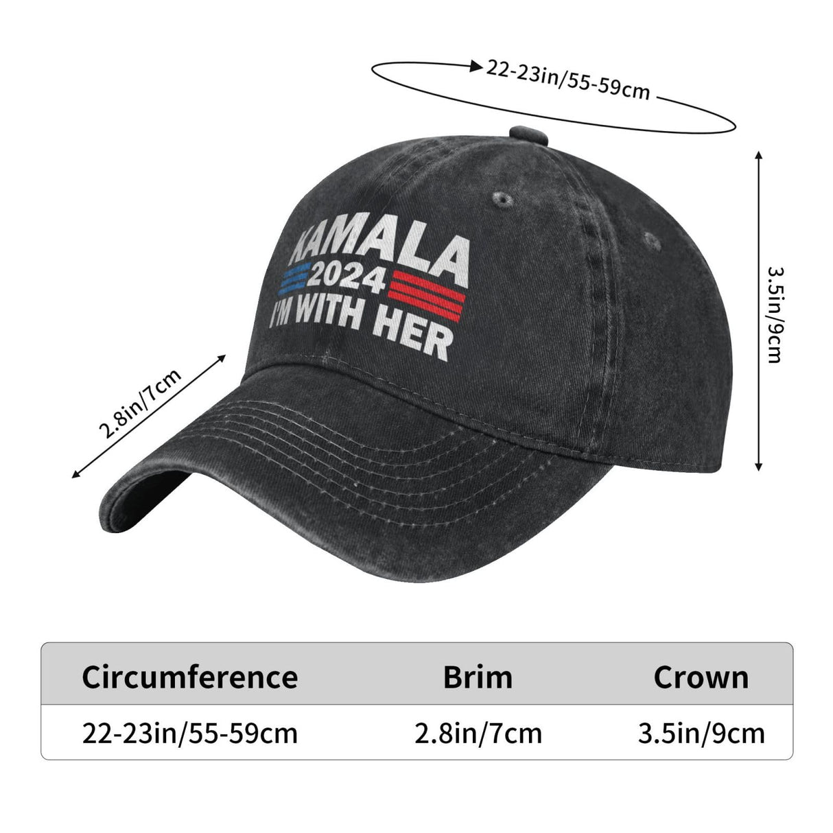 I'm with Her Kamala Vote for 2024 President Kamala Harris Hats Hat Vintage Caps for Men Women t Shirt Tshirt tee Flags Black