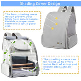 Texsens Bird Carrier Backpack - Pet Travel Cage with Upgraded Tray and Standing Perches, Breathable & Portable, for Small Birds, Green Cheek, Cockatiel, Parrot (Grey)