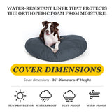SELUGOVE Round Dog Bed Replacement Cover 36D × 4H Inch Washable Grey Thickened Waterproof Oxford Fabric with Handle and Zipper Reusable Dog Bed Liner for Small to Medium 25-35 Lbs Puppy