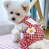 Generic Dog Jumpsuit Summer Dog Clothes Dog Shirts Plaid Outfit Panda Egg Puppy Pajamas Lightweight Pet Overalls Cat Shirt Apparel Breathable Sweatshirt Dog Clothes for Small Medium Dogs Red XL