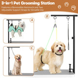 MHACVVO Dog Grooming Table Arm, 31.5"-43.3" Adjustable Pet Stand with Hammock & Clips – 3-in-1 Grooming Kit for Nail Trimming, Haircut & Drying, Home Supplies for Small Dogs