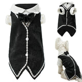Dog Tuxedo Tailcoat Suit Shirt with Bow Tie, Formal Outfit Tux Attire for Puppy Small Medium Dogs Cats Costume (Tailcoat, Large)