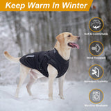 Warm Dog Jacket - Fleece Coat with Built-in Harness, Waterproof Vest, Reflective Stripes, Pink XL