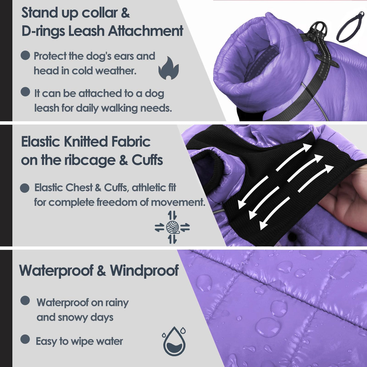 AOFITEE Dog Coat, Waterproof Dog Jacket for Winter, Warm Fullbody Dogs Snowsuit, Winter Coat for Small Dogs, Zip Up Pet Puffer Jacket Fleece Vest, Outdoor Reflective Cold Weather Pet Coats, Medium