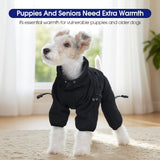 FUAMEY Full Body Dog Coat,Warm Dog Fleece Jackets with Harness Built in Windproof Dogs Snowsuit Zip up Pet Four Legged Pets Jumpsuit Winter Outfit Cold Weather Coats for Large Dogs Black L