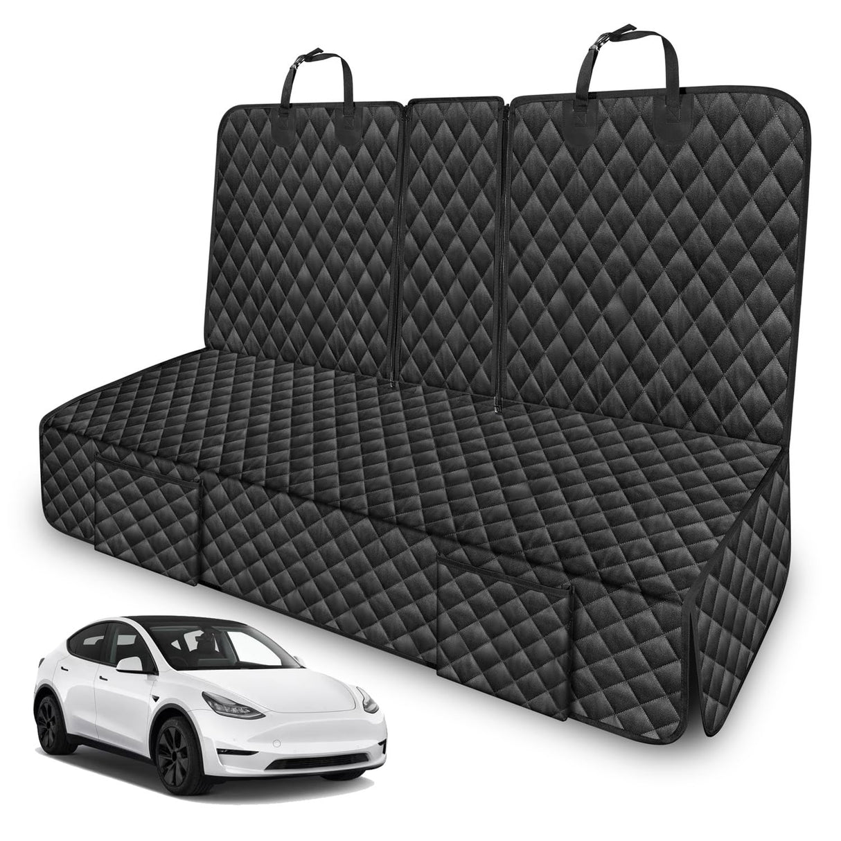 TAUYANG Dog Car Seat Cover for Back Seat Compatible with Tesla Model Y Model 3 2017-2026 Highlander Juniper 2024-2026 Accessories, Waterproof Non-Slip Pet Bench Seat Covers Backseat Accessories