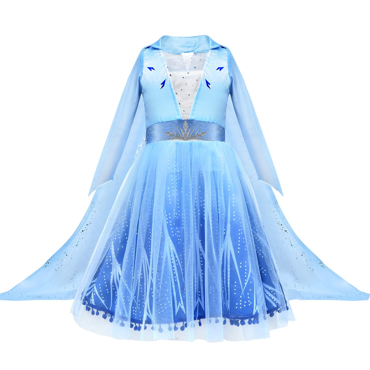 Tacobear 10Pcs Frozen Elsa Costume Dress For Girls Kids Toddler Princess Dress Up Clothes For Little Girls With Elsa Accessories Gloves Crown Wands Wig Necklace For 3T Kids Christmas Birthday Party