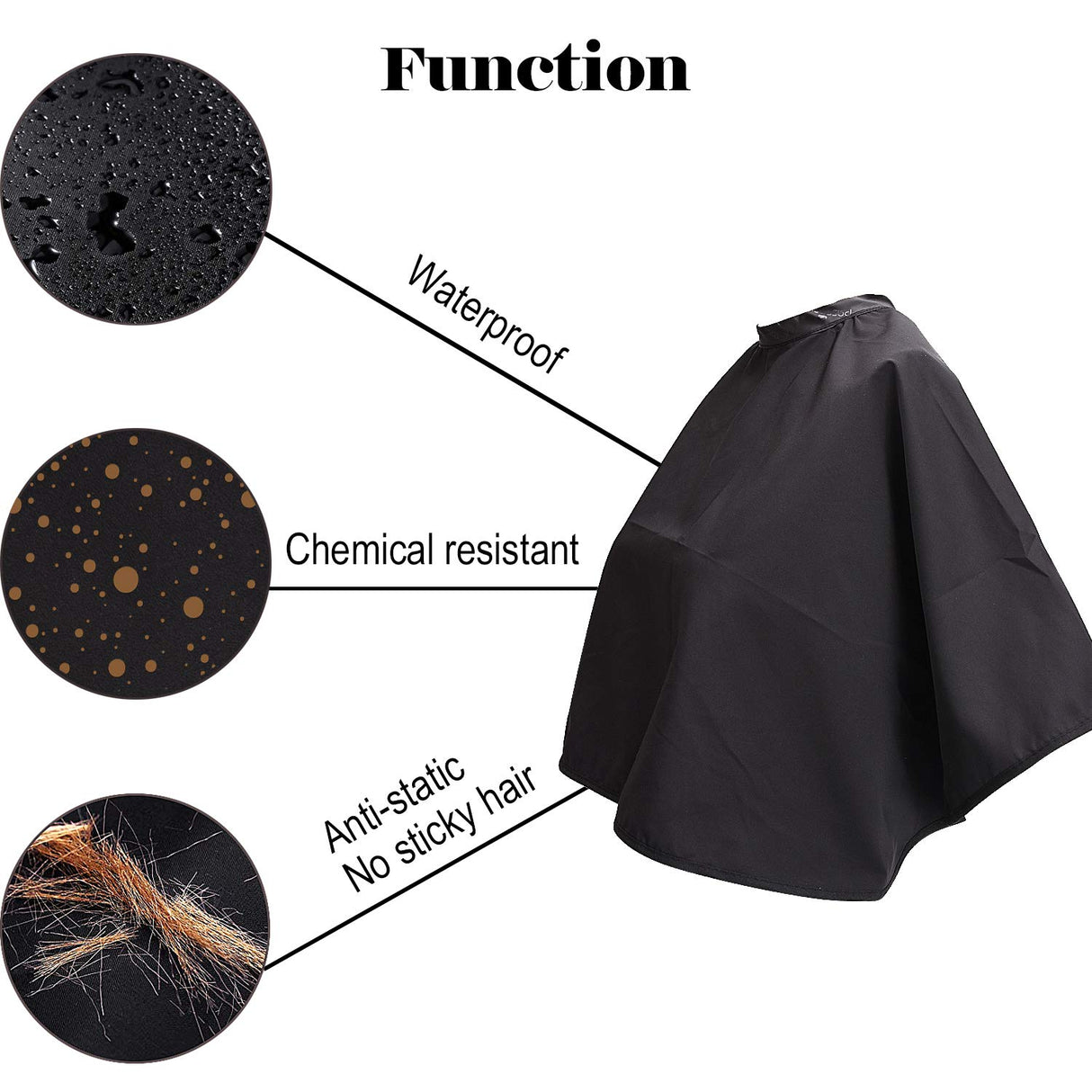 Black Makeup Cape, Chemical & Water Proof Beauty Salon Shorty Smock for Clients, Lightweight Comb-out Beard Apron Shortie Make Up Bib Styling Shampoo Cape for Makeup Artist Beautician