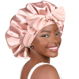 Adjustable Satin Bonnet for Sleeping Women Double Layer Hair Wrap Reduce Friction Prevent Frizz Natural Curly Hair, Blush Pink