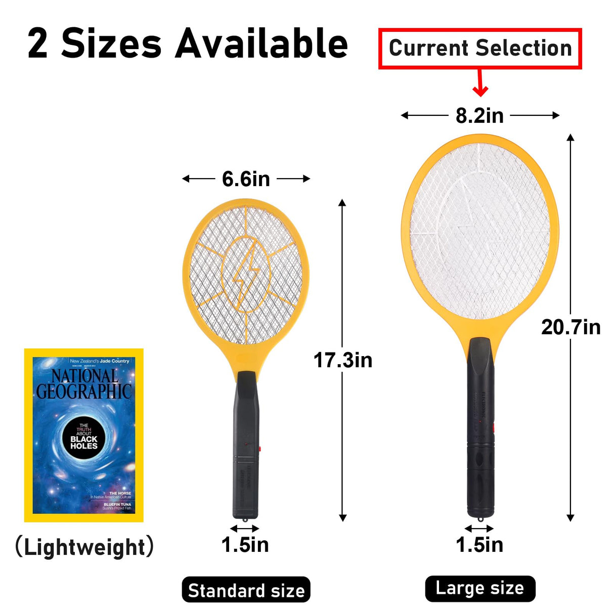 Electric Fly Swatter Handheld Bug Zapper - Indoor Outdoor 20in Zapping Racket for Pest Mosquito & Flies - Battery Powered Safe to Touch with 3-Layer Safety Mesh, standard Size, Pack of 2