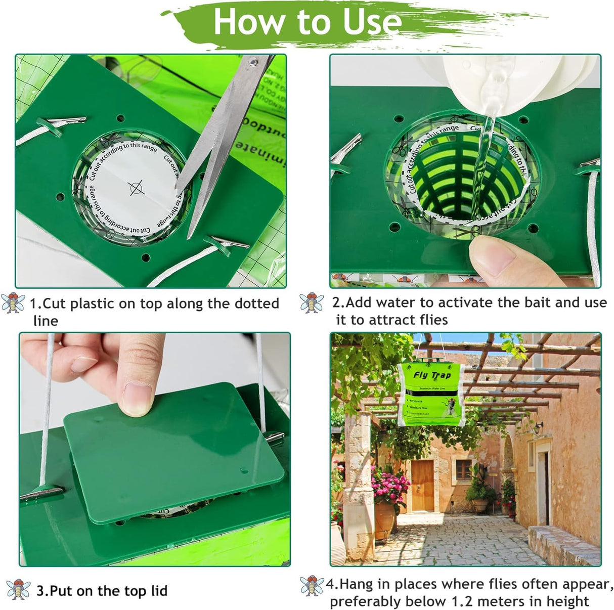 8 Pack Fly Bag with Bait, Fly Traps Outdoor, Effective Fly Killer, Hanging Mosquito Catcher for Indoor/Outdoor Family Farm, Orchard