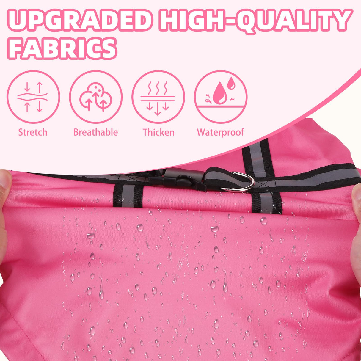 PUPTECK Dog Raincoat with Hood & Harness Built-in, Waterproof Dog Rain Jacket Slicker Poncho Reflective Vest Clothes for Rainy Snowy Winter Cold Days, Fuschia M