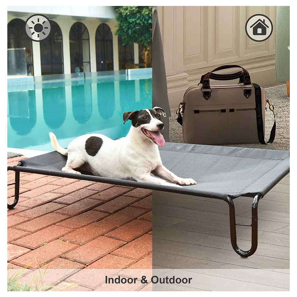 pettycare Outdoor Elevated Dog Bed Cot, Raised Dog Cots Beds, No Screws, Stable Frame & Durable Supportive Teslin Recyclable Mesh, Breathable, Indoor and Outside Pet Beds, Fits up to 40 lbs