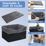 PetsHome Dog Car Seat for Small Dogs, Detachable Washable Pet Booster Seat with Storage Pocket, Breathable Mesh, Safety Leash, Adjustable Straps for Small Pets Up to 25lbs-Black