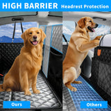 High Barrier Dog Hammock Seat Cover with Hard Bottom,Mesh Window,Waterproof,Anti Scratch, Safe, Easy to Use and Clean, Holds 330lbs, Foldable Backseat Extender for Car,SUV and Truck (Black, W52"*L76")