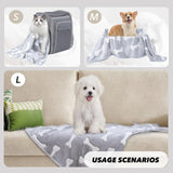 1 Pack 3 Puppy Blankets for Large Dogs Super Soft Warm Sleep Mat Grey Cute Print Fluffy Fleece Pet Throw Dog Blankets for Medium Dogs Cats,Star&Bone&Love-Large(40"x30")