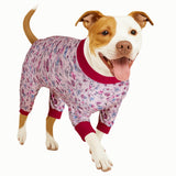 LovinPet Pittbull Pjs Pet Anxiety Calming Shirt, Anti Licking Dog Pajamas, Bouquet Print, Large Dog Clothes for Parties, Camping, Travel, and Home,3XL