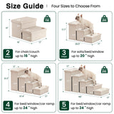 Love's cabin Dog Stairs with Storage 13" H, Foldable Pet Stairs for Small Medium or Large Dogs, Cat Puppy Steps Ramp with Zip up to 150 lbs, Beige, 2 Steps