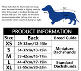 Dachshund Coats Waterproof, Perfect for Dachshunds, Sausage, Weiner Dog Winter Coat with Padded Fleece, Puppy Snowsuit with Adjustable Bands and High Vis Reflective Trim - Red - XS