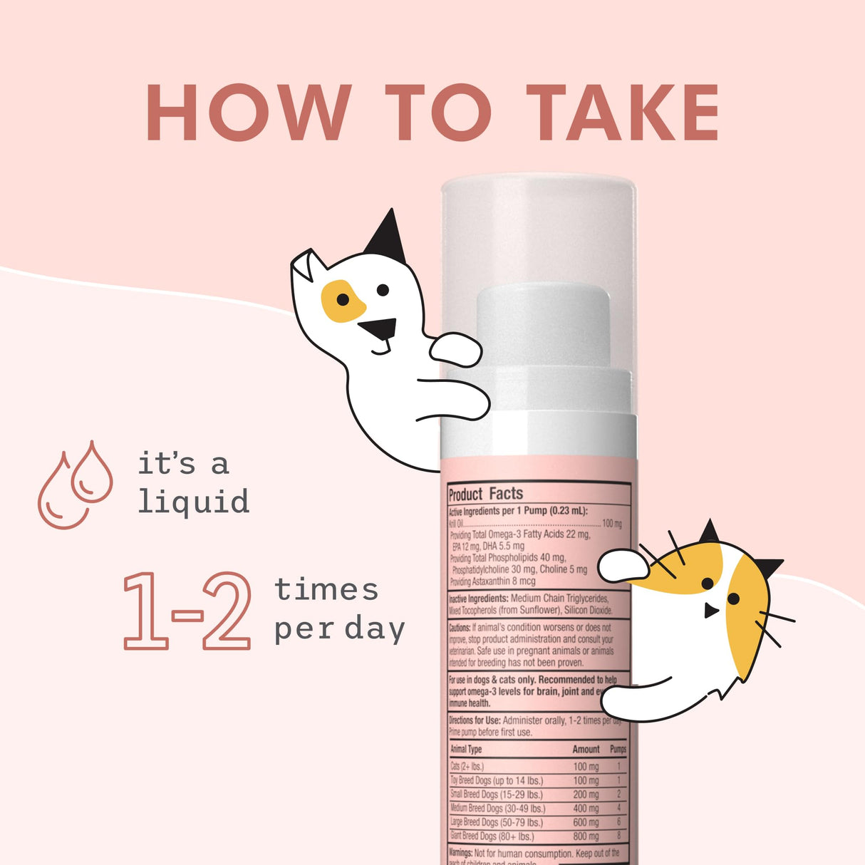 Bark & Whiskers Krill Oil Liquid Pump - Omega-3 Fatty Acids for Cats & Dogs - Supports Joint Comfort, Skin & Brain Function - Antioxidant Support - 1.45 Fl Oz (186 Pumps)