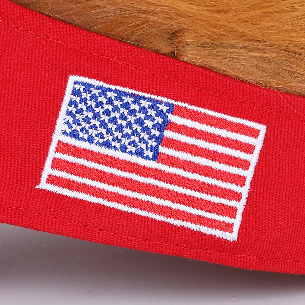 Trump 2024 Hat with Hair,Donald Trump Make America Great Again Wig Hat Embroidered Ultra Adjustable MAGA Baseball Cap (Red MAGA Hat with Hair)