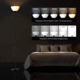 PESRAE Floor Lamp, Remote Control with Stpeless Color Temperatures and Brightness, Torchiere lamp for Bedroom, Living Room, Bulb Included (Matte Black)