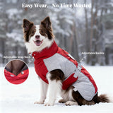 BECROWM Dog Coat Dogs Jacket Waterproof Reflective Adjustable Dog-Winter Coats for Small/Medium/Large Dogs Dachshund Coat-(Red, X-Large)