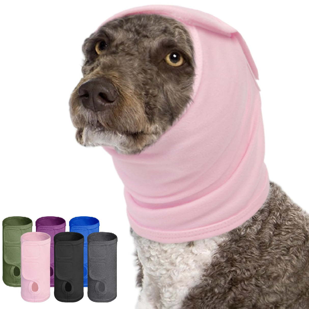 SUNFURA Dog Calming Hoodie, Ear Muffs Noise Protection for Anxiety Relief, No Shake Ear Wraps for Dogs - Grooming, Bath, Blow Drying, Fireworks, Thunderstorms, Hematoma Ear Cover Head Wrap, Pink S